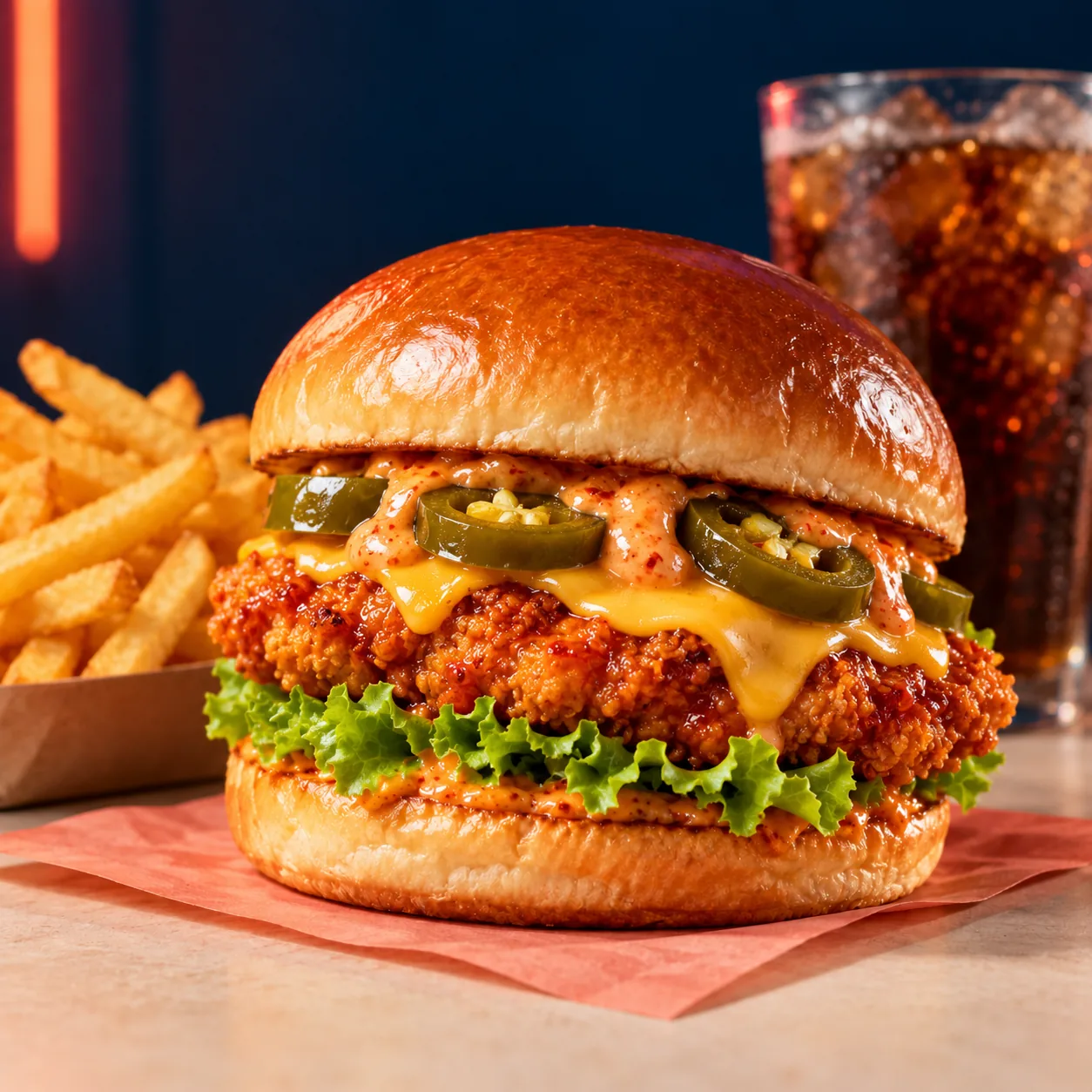 Spicy Chicken Fillet Burger at Alfie’s